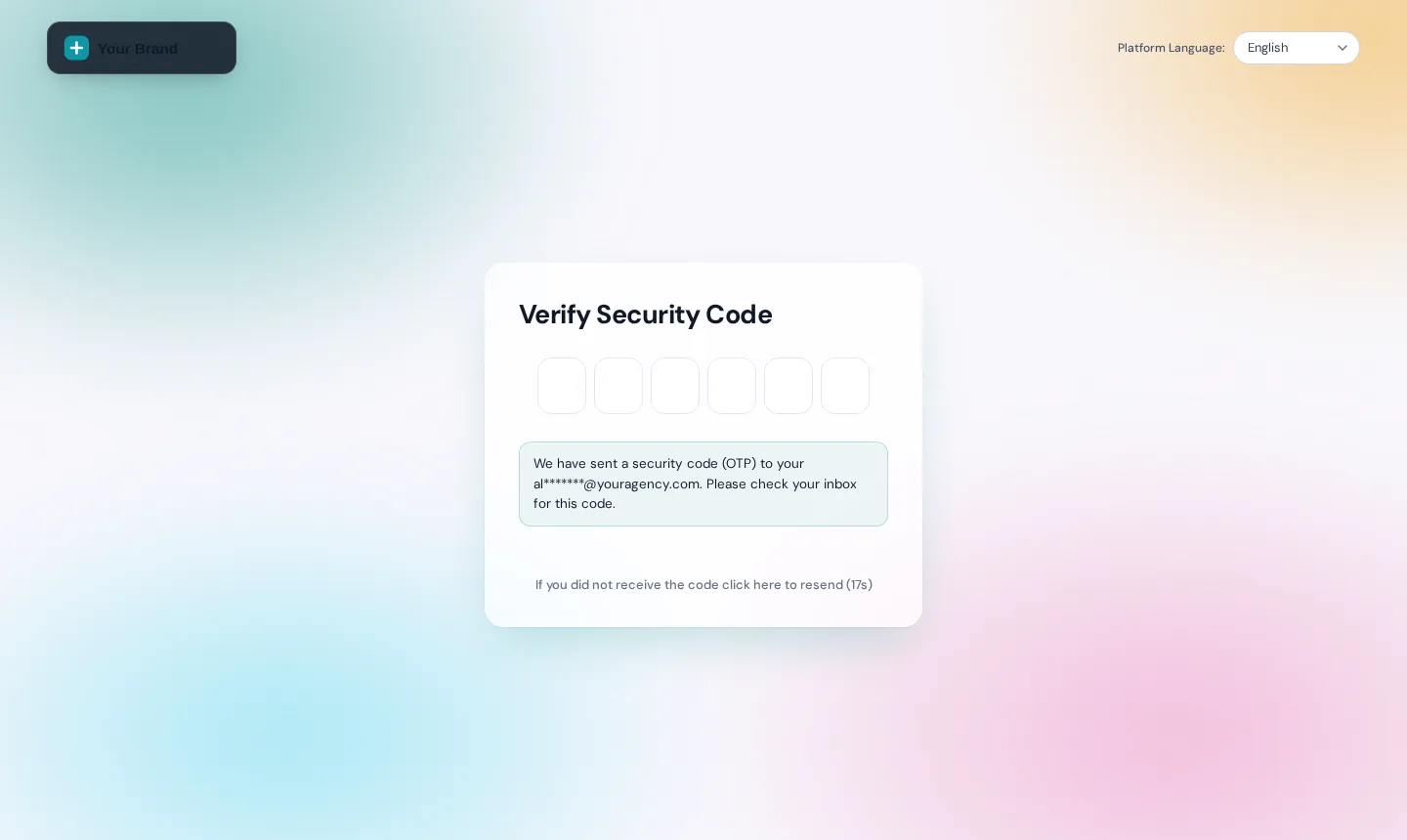 Two-factor code screen in the Gradient mesh login design