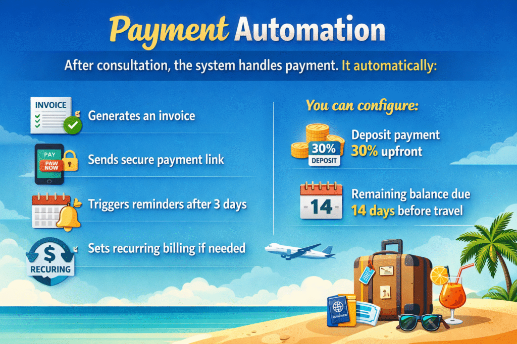 Step-by-step guide to implementing a complete booking automation system for travel consultants. Includes pricing breakdown and real ROI examples.